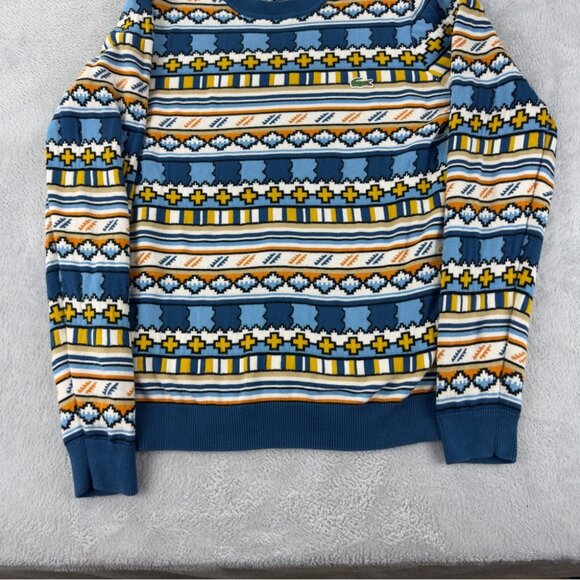 Lacoste Live Men's Small Aztec Print Cotton Long Sleeve Sweater - Picture 8 of 13